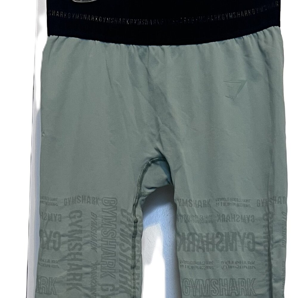 Gymshark Vision Leggings, Mint Green with Black Waist Band, Women's size Med